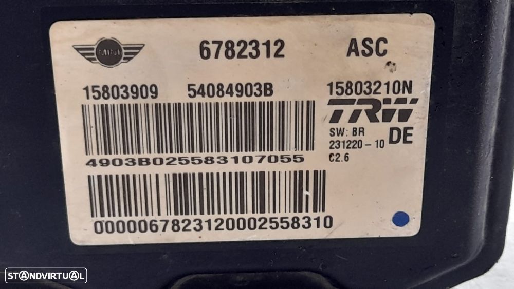 ABS MODULO BLOCO HIDRAULICO MINI COOPER ONE R56 1.6i 16V 120CV N16B16A 34506786225 6786225 34506782312 6782312 15803909 54084903B R55 CLUBMAN R57 CABRIO - 8