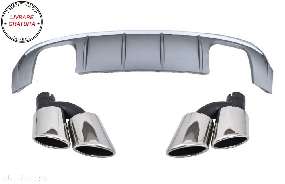 Difuzor Bara Spate cu Ornamente toba Audi A3 8V Facelift Sedan Convertible (2016-2- livrare gratuita - 1