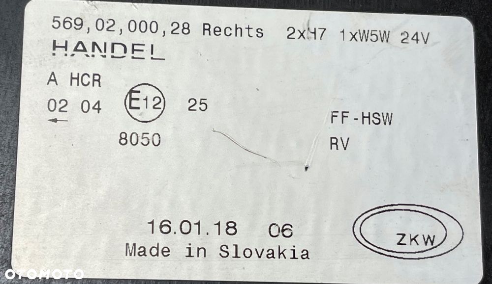 MAN TGS TGX LIONS CITY LAMPA REFLEKTOR PRAWA PRZÓD 5690200028 16.01.18 - 5