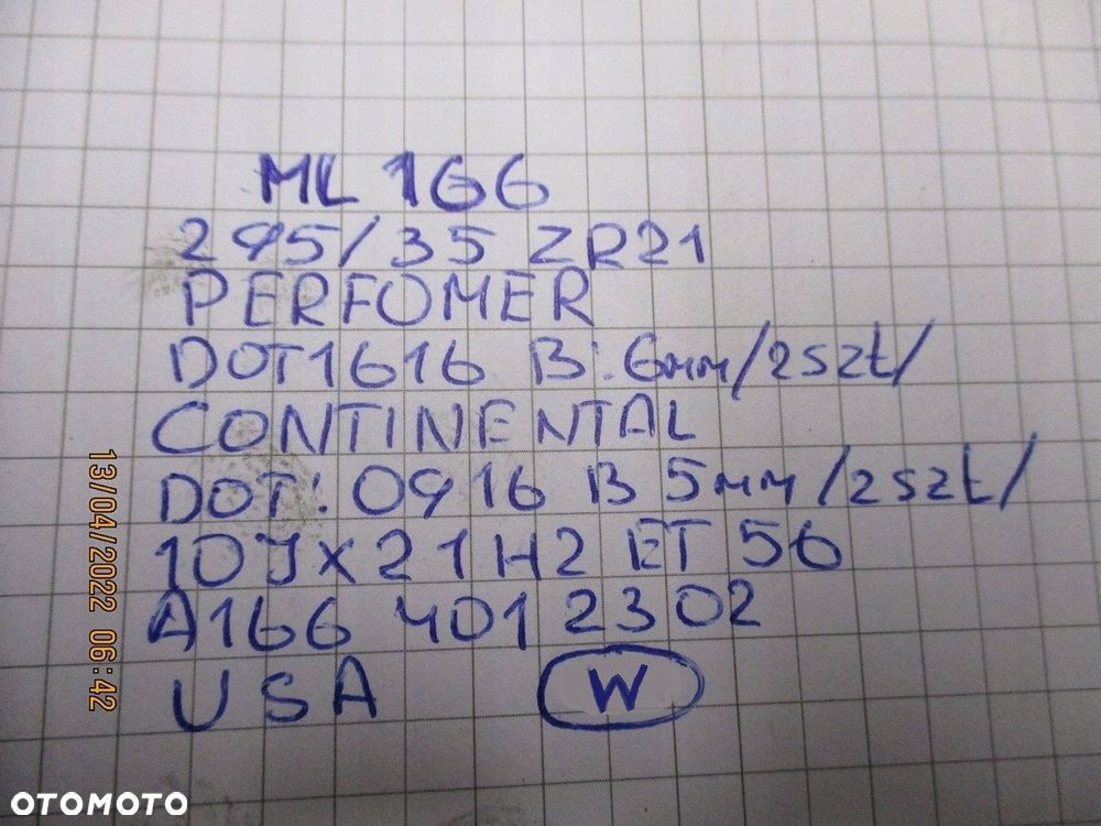 Koła felgi opony MERCEDES ML 166 ML166 R21 - 16