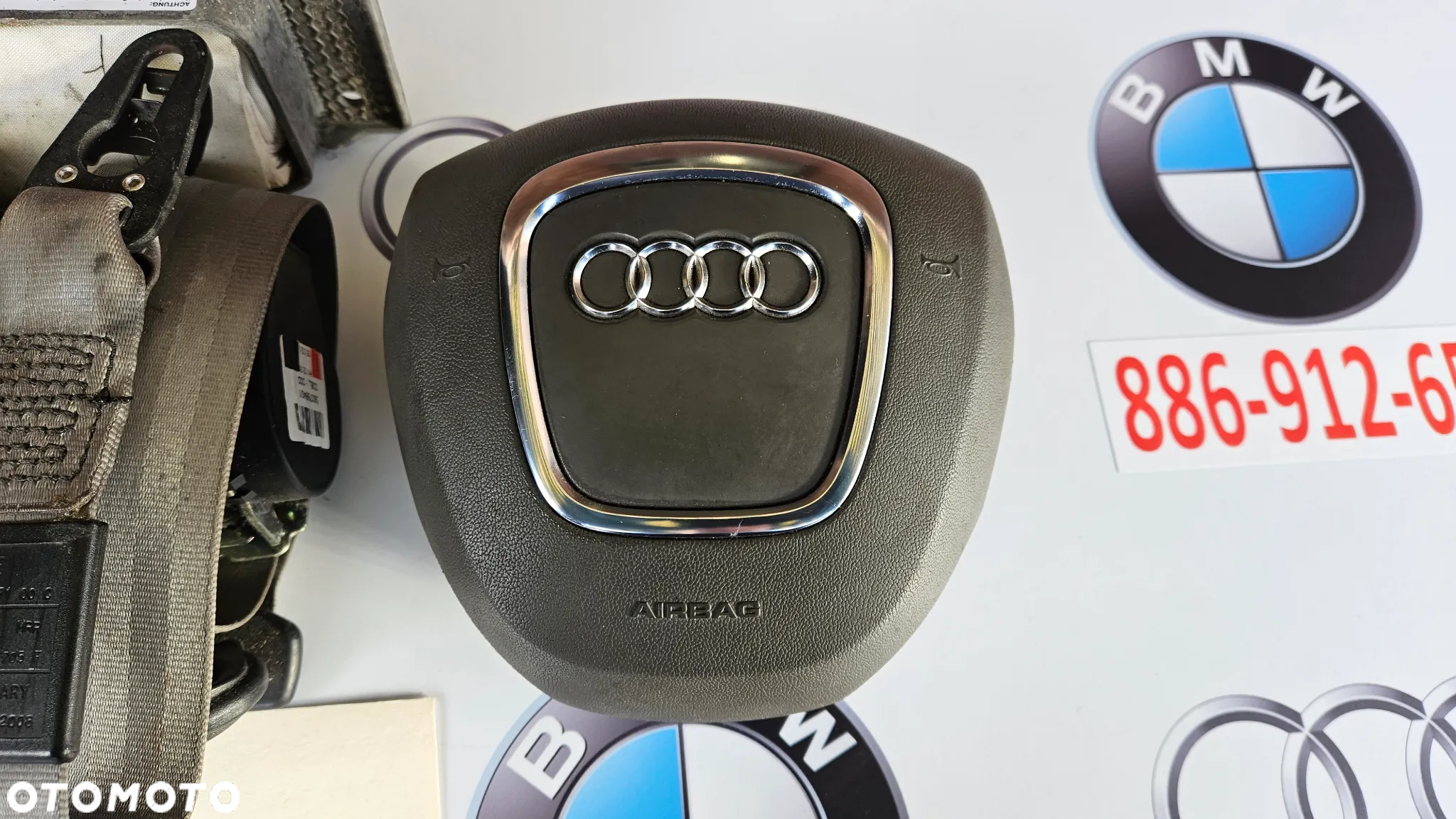Audi A4 B7 Poduszka kierownicy 4 ramiona Szara Airbag pasażera Pasy prawy i lewy - 2