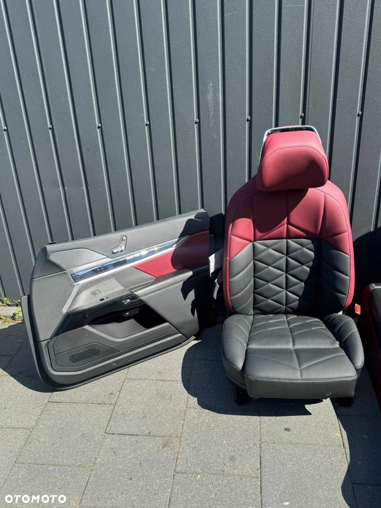 FOTELE TAPICERKA BMW 7 G70 SKÓRA VEGANZA CZARNO BORDOWA WIELOFUNKCYJNE - 3