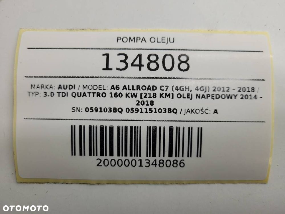 POMPA OLEJU AUDI A6 C7 3.0 TDI 218KM 059115103BQ 059103BQ ORYGINAŁ - 9