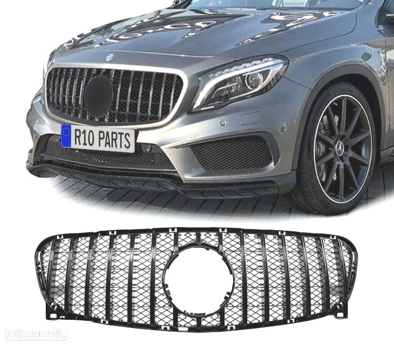 GRELHA FRONTAL MERCEDES GLA X156 14-16 GT-R AMG PRETO BRILHANTE - 1