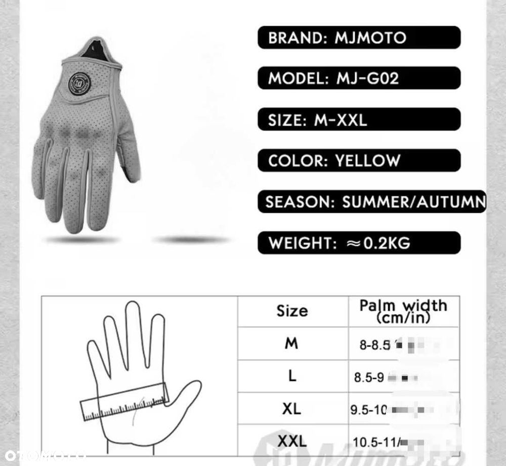 Rękawice motocyklowe skórzane brąz wzmacniane dotykowe - 5