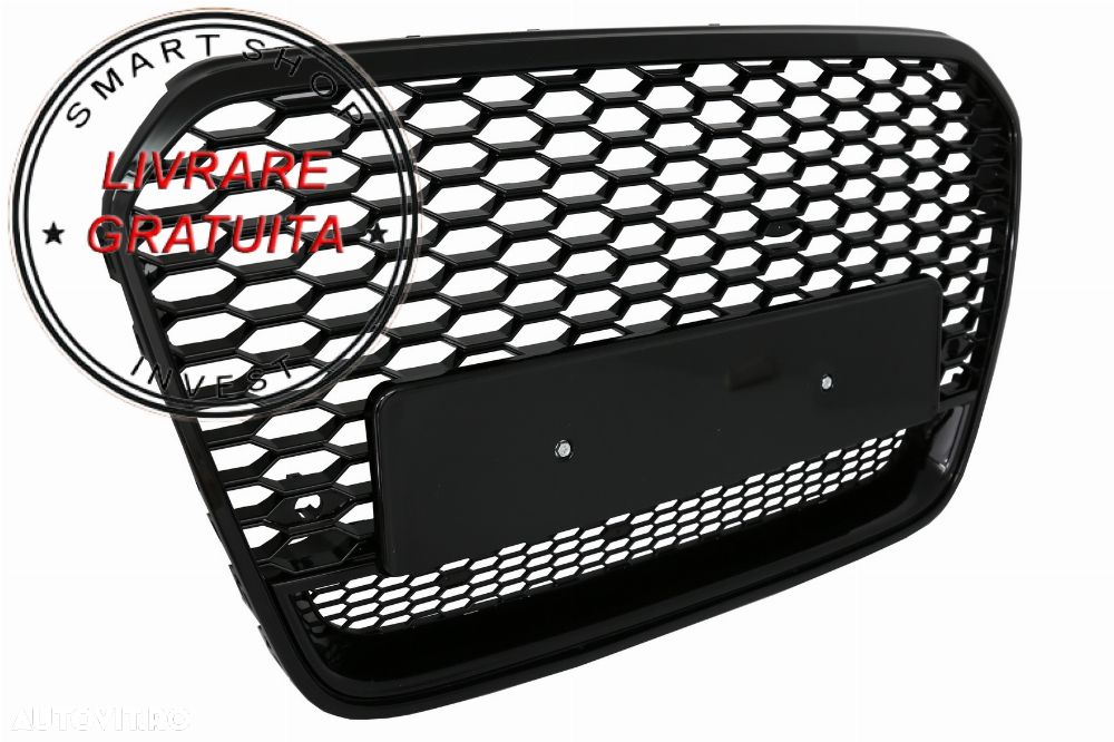 Grila Bara Fata Audi A6 C7 4G Pre-Facelift (2011-2014) RS6 Design Negru Lucios- livrare gratuita - 2