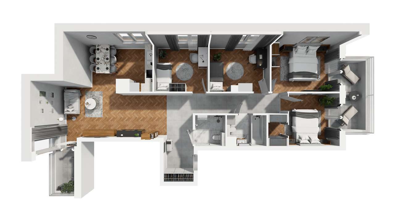 5-pokojowe mieszkanie 101,58 m² | 2 balkony | Banacha 12 | Nr 1