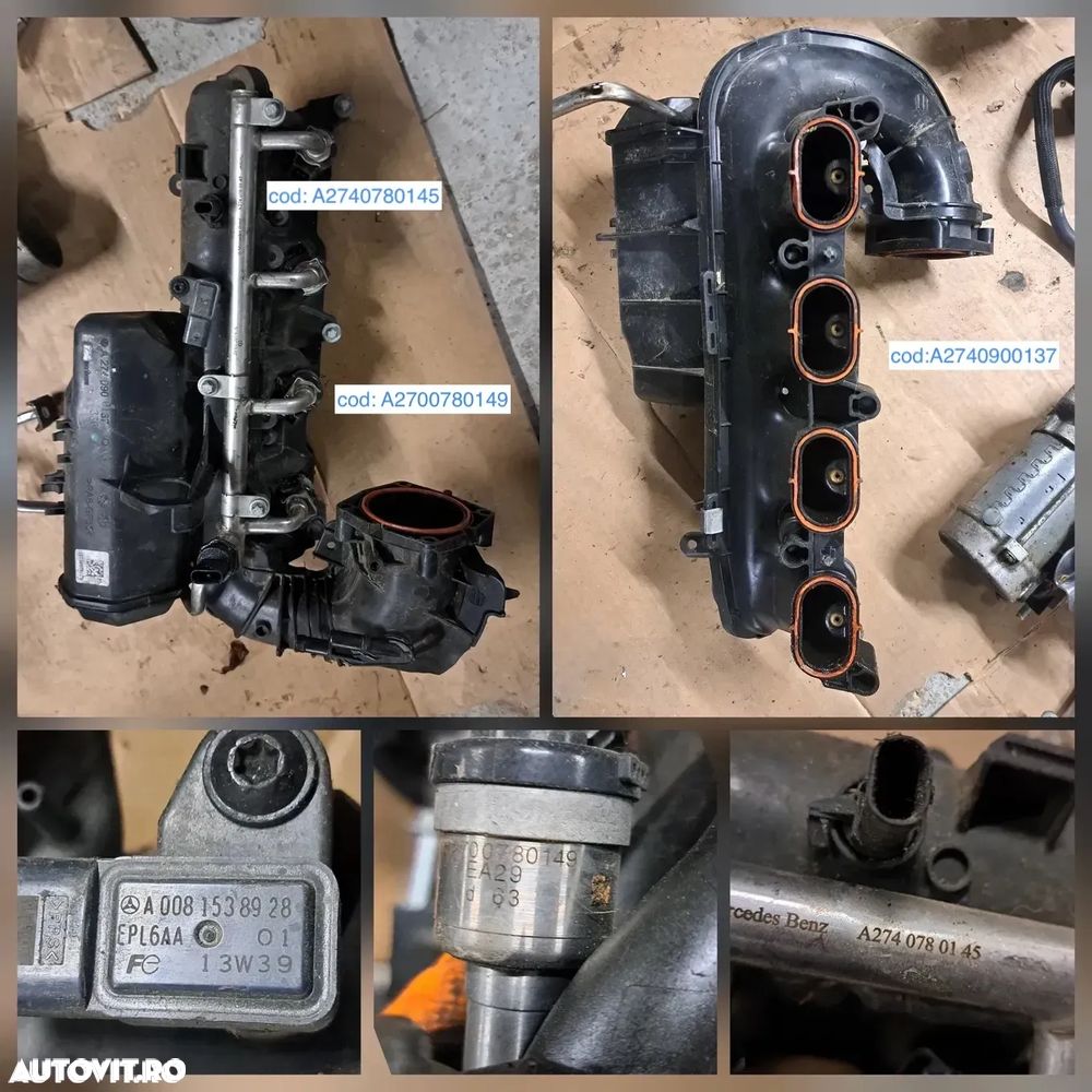 Anexe motor mercedes 274 benzina W212 pompa de apa galerie admisie alternator electromotor rampa injectoare pompa inalta presiune compresor instalatie electrica motor - 3