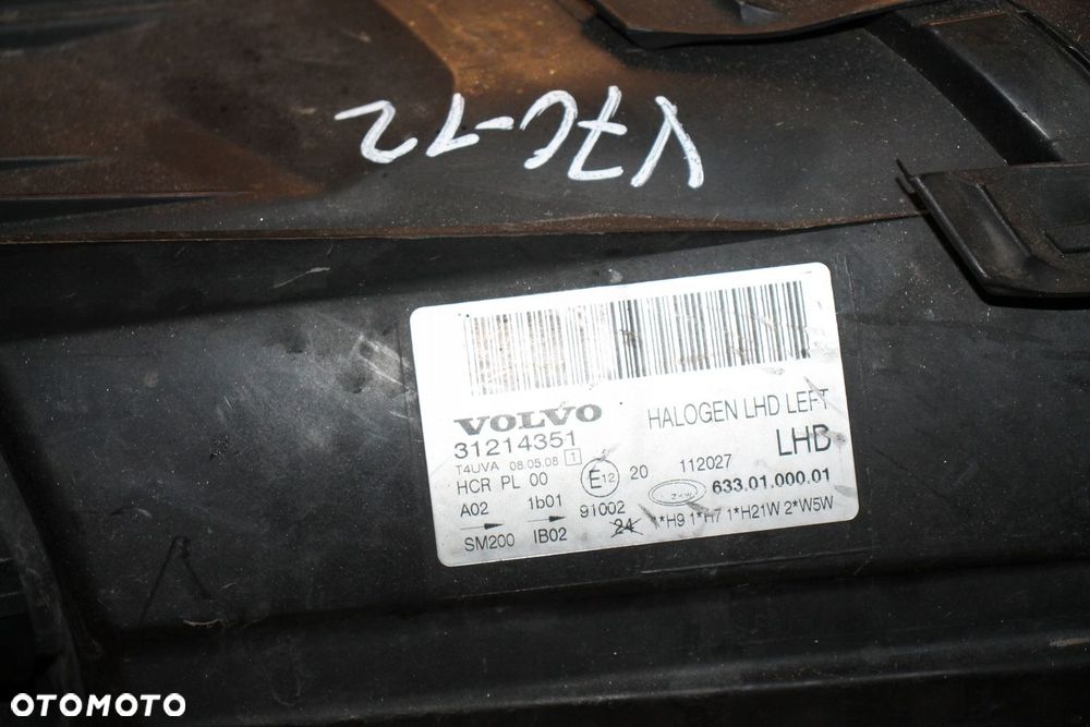 VOLVO V70 S80 XC70 PRZEDNIA LEWA LAMPA LEWY PRZÓD 31214351 ZWYKŁA H7 - 3
