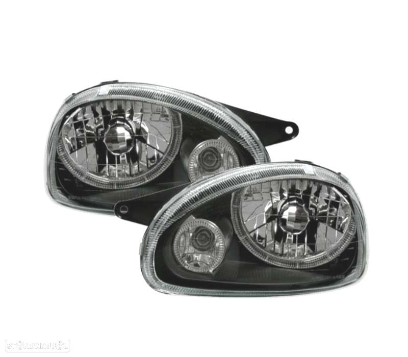 FARÓIS FRONTAIS ANGEL EYES CORSA B 93-00 FUNDO PRETO H4 - 1