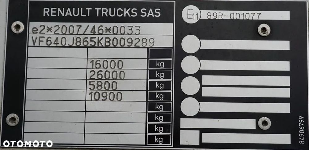 Renault D 16 / 280 / ACC / E 6 / FIRANKA + WINDA / ŁAD. 8 790 KG / 17 PALET - 11