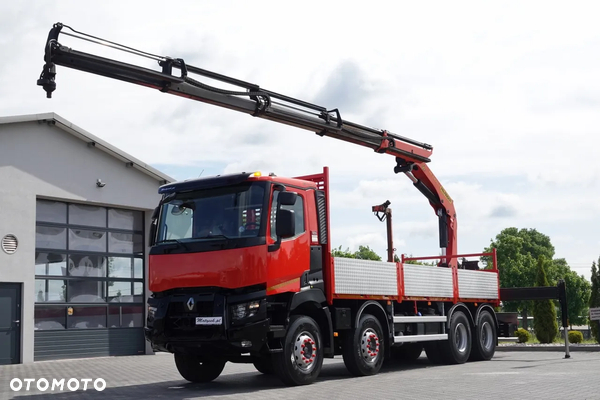 Renault C 430 / 8x4 / SKRZYNIOWY 7 M + HDS PALFINGER PK 24001-K C / WYSÓW 12,5M / STEROWANIE RADIOWE / WIDŁY / ROTATOR / SPROWADZONY