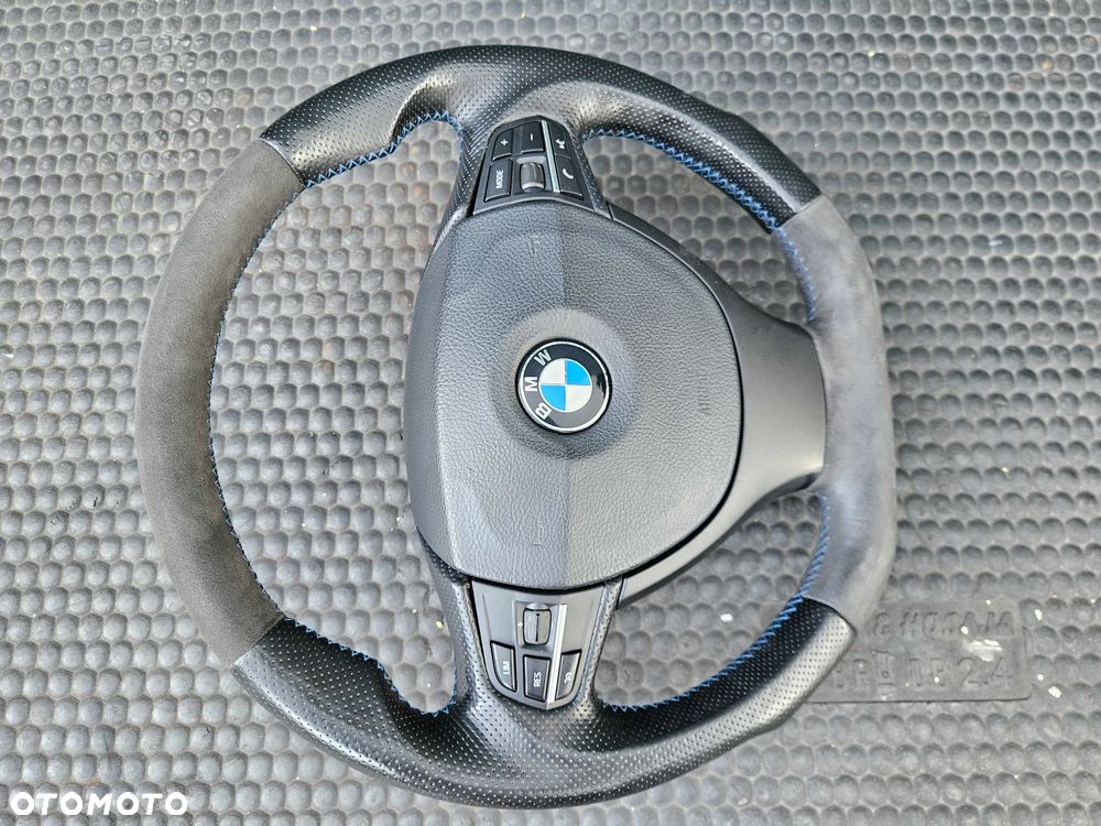 Kierownica Ścięta Trzy 3 Ramienna Pikowana Skóra Ancantara Multifunkcja Sterowanie AirBag Poduszka BMW 5 F10 F11 - 3
