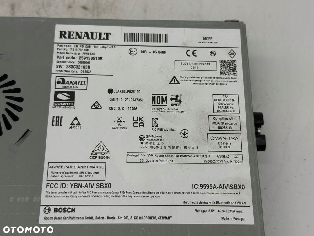 stacja multimedialna radio renault captur ii 259159519r - 3