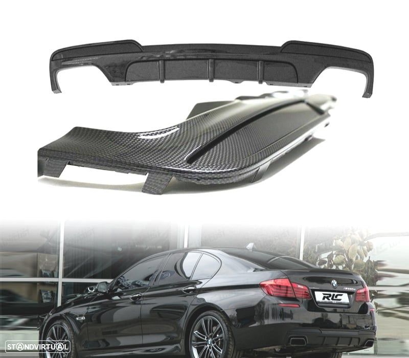 DIFUSOR BMW F10 F11 LOOK M PERFORMANCE CARBONO DUPLA SAÍDA - 1