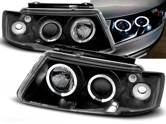LAMPY REFLEKTORY DO VW PASSAT B5 OD 1996 DO 2000 Roku RINGI LED SOCZEWKI - 1