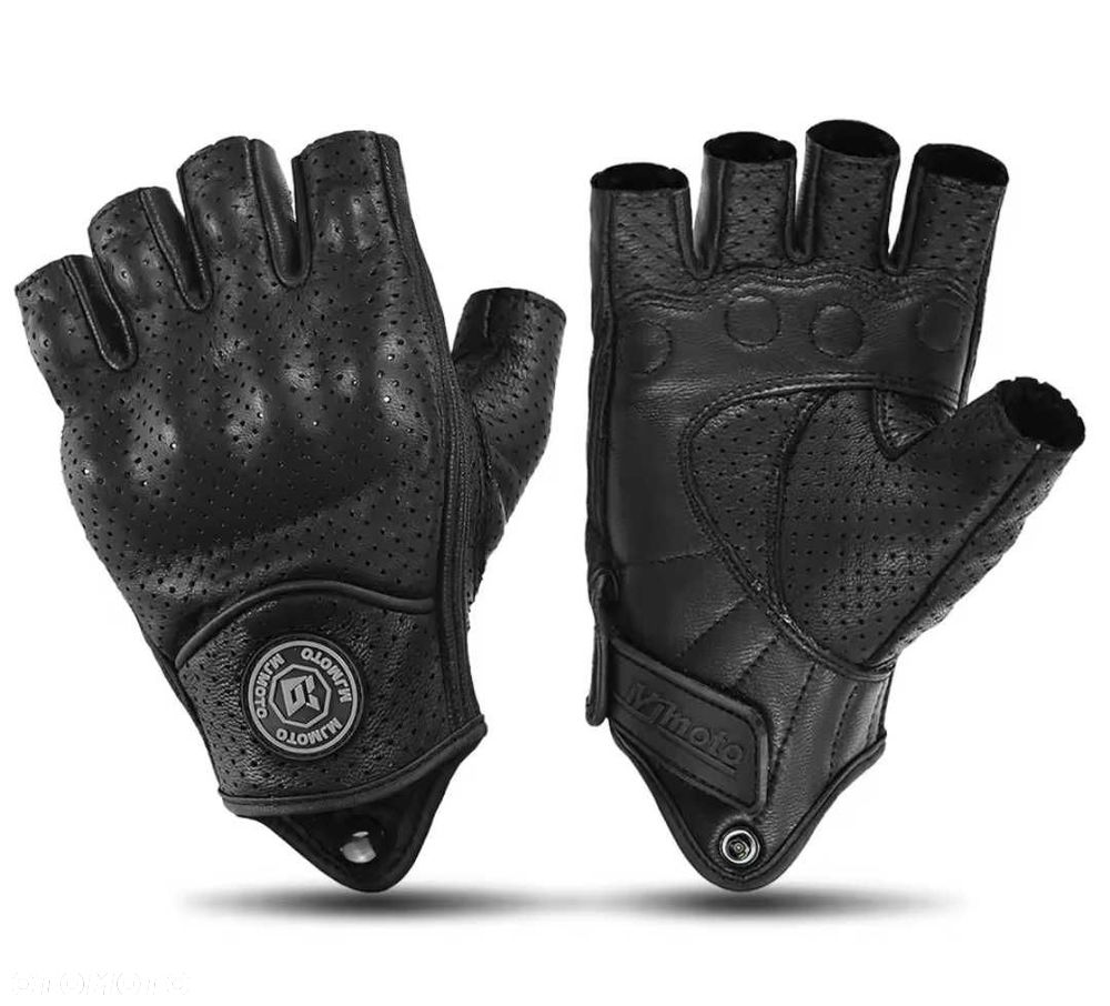 rękawiczki skórzane motocyklowe bez palcy - 4