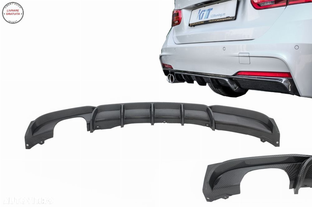 Difuzor Bara Spate Carbon Evacuare Stanga BMW Seria 3 F30 F31 (2011-up) M Performa- livrare gratuita - 1