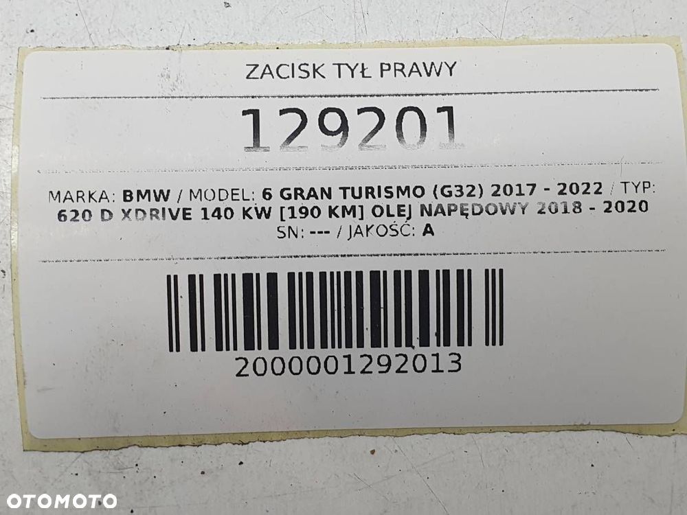 ZACISK HAMULCOWY TYŁ TYLNY PRAWY JARZMO BMW 6 G32 GT 2.0 D - 8