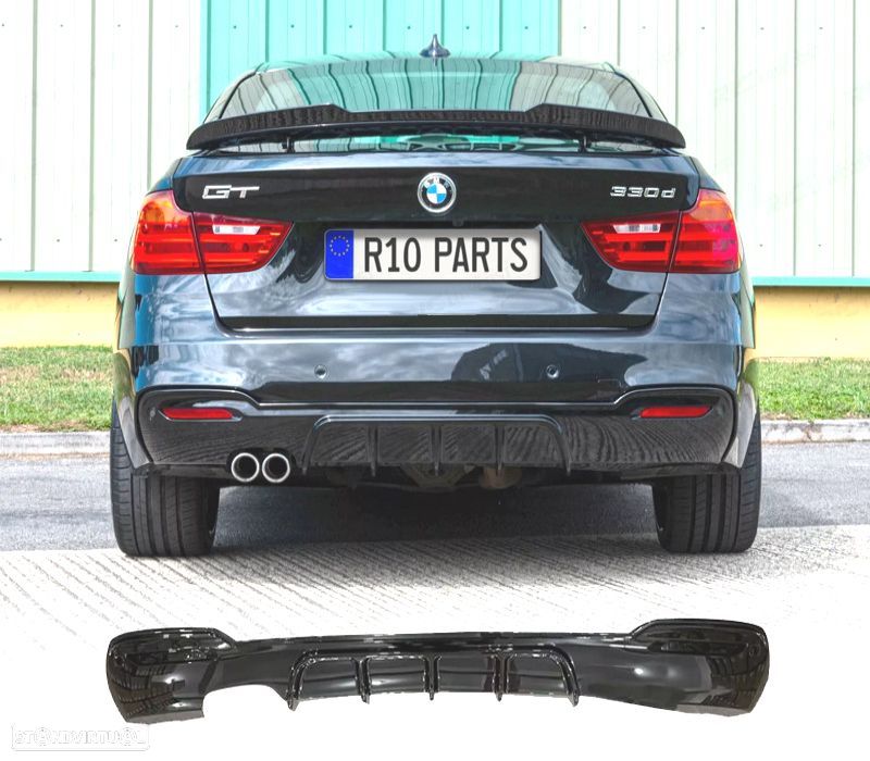 DIFUSOR TRASEIRO BMW F34 GT 13-19 LOOK M PERFORMANCE PRETO BRILHANTE 2 SAÍDAS ESQUERDA - 1