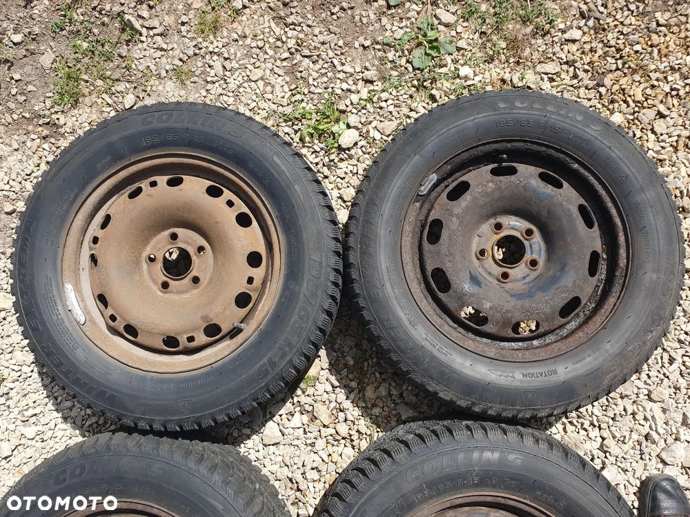4x KOŁA FELGI STALOWE 15" ET38 6Jx15 5X100 + OPONY ZIMOWE 195/65 R15 COLLIN'S WINTER EXTREMA VOLKSWAGEN GOLF IV BORA POLO AUDI A3 SEAT LEON TOLEDO IBIZA SKODA FABIA OCTAVIA RAPID PRAKTIK KOMPLET 4 SZTUKI - 3