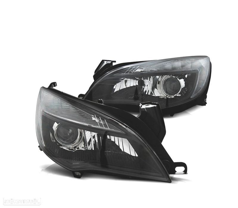FAROIS FRONTAIS PARA OPEL ASTRA J 09-15 LUZ DIURNA LED FUNDO PRETO - 1