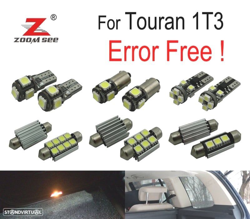 KIT COMPLETO DE 20 LÂMPADAS LED INTERIOR PARA VOLKSWAGEN VW TOURAN 1T3 2011-2015 - 1
