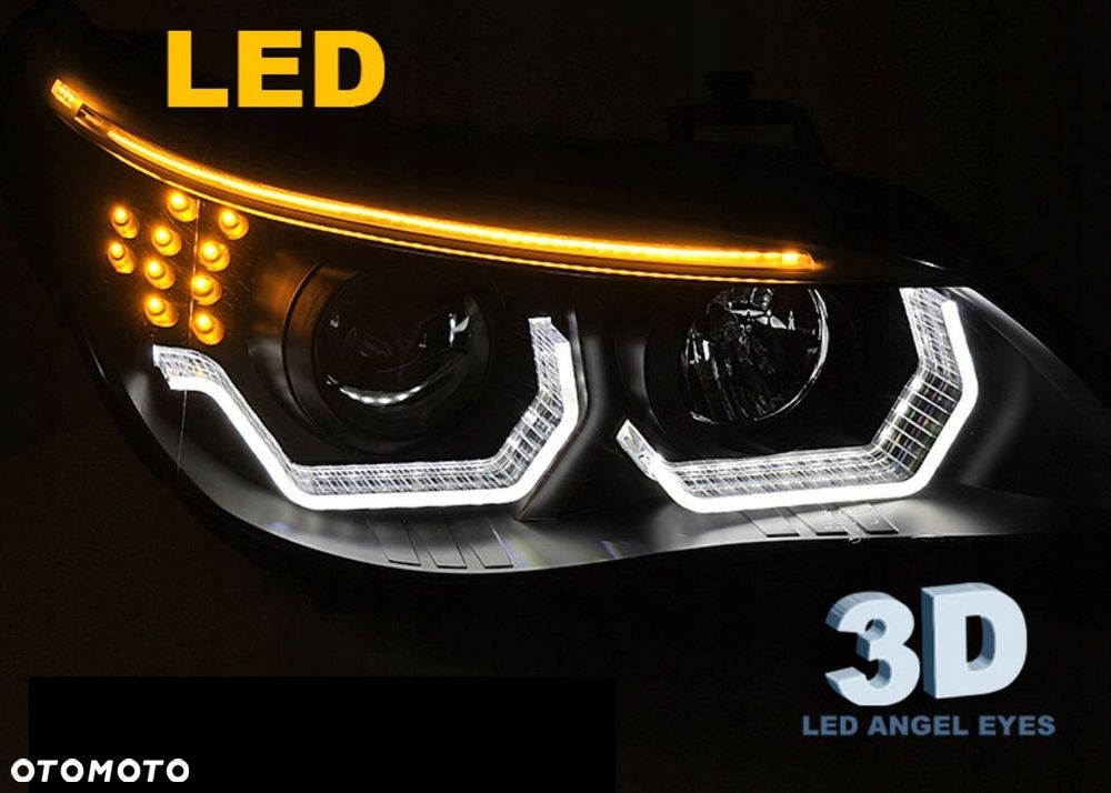 Reflektor Lampa kpl Ringi Angel Eyes Led 3D Neon Tuning Bmw 5 e60 e61 03-07 - 3
