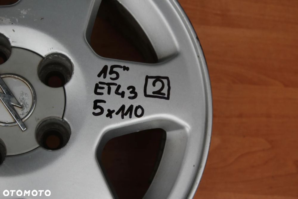 FELGA ALUMINIOWA OPEL ZAFIRA A B ASTRA H MERIVA B VECTRA C SIGNUM 15 CALI 5x110 ET43 SZTUKA - 5