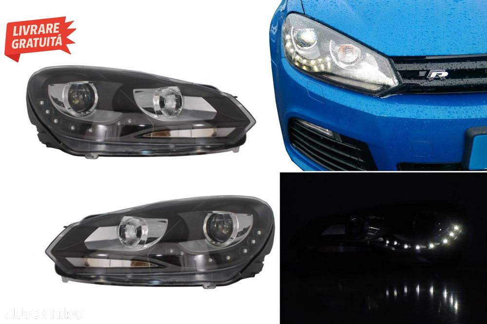Faruri LED VW Golf 6 VI (10.2008-2012) DAYLIGHT DRL GTI Look Negru- livrare gratuita - 15