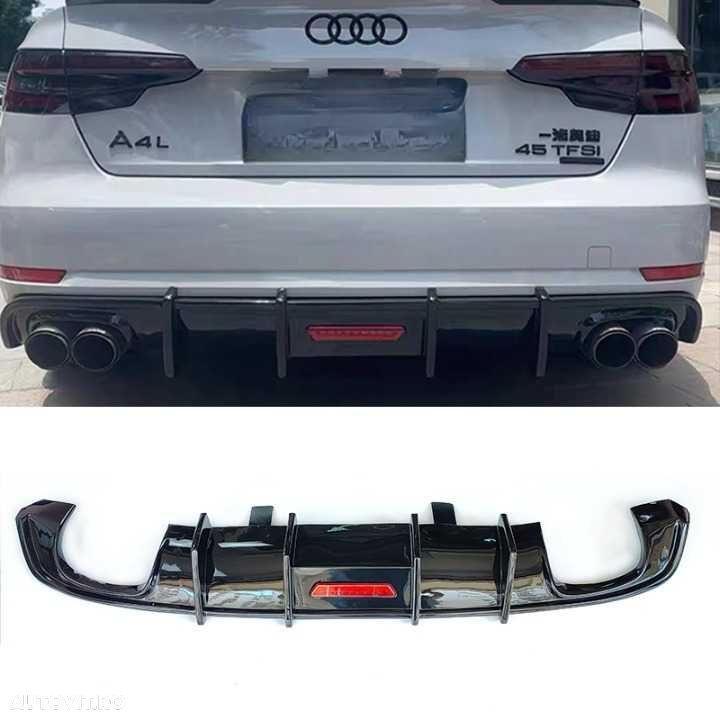 Difuzor cu LED Bara Spate SLINE AUDI A4/S4 B9, 2016-19, Evacuari Duble - 1