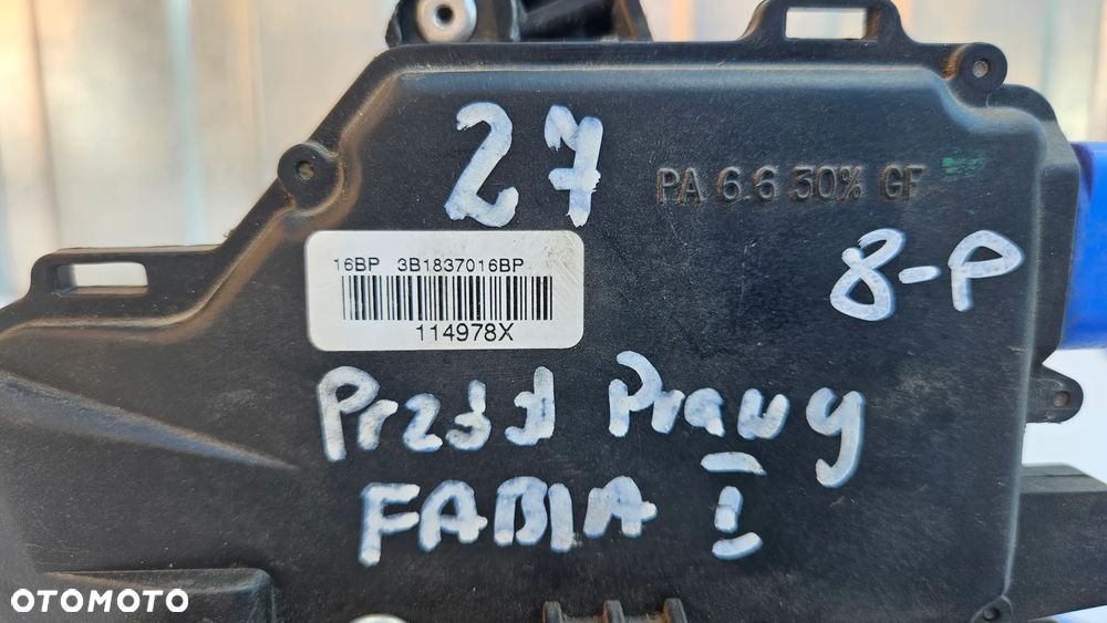 Skoda Fabia I 6Y Zamek kompletny przedni prawy 8 PIN Zamek drzwi przód prawy 3B1837016BP - 3