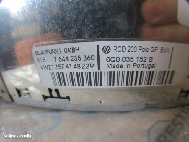 Radios 6Q0035152B 7644235360 VW POLO 2007 1.4 TDI 75CV 3P CINZA ORIGINAL BLAUPUNKT RCD 200 - 5