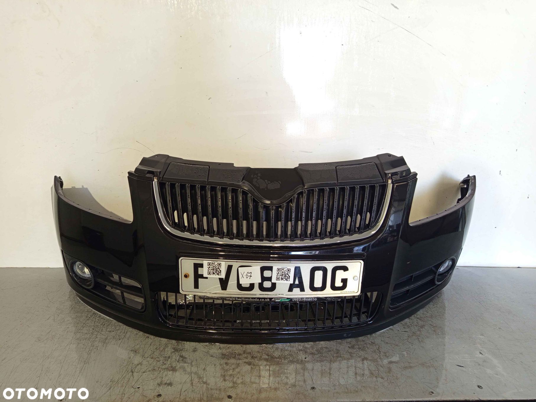+ ZDERZAK PRZÓD PRZEDNI SKODA FABIA 2 II ROOMSTER 9910 CZARNY HALOGENY - 1