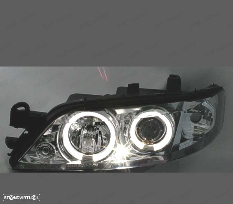 FARÓIS FRONTAIS ANGEL EYES PARA OPEL VECTRA B 95-98 FUNDO CROMADO - 3