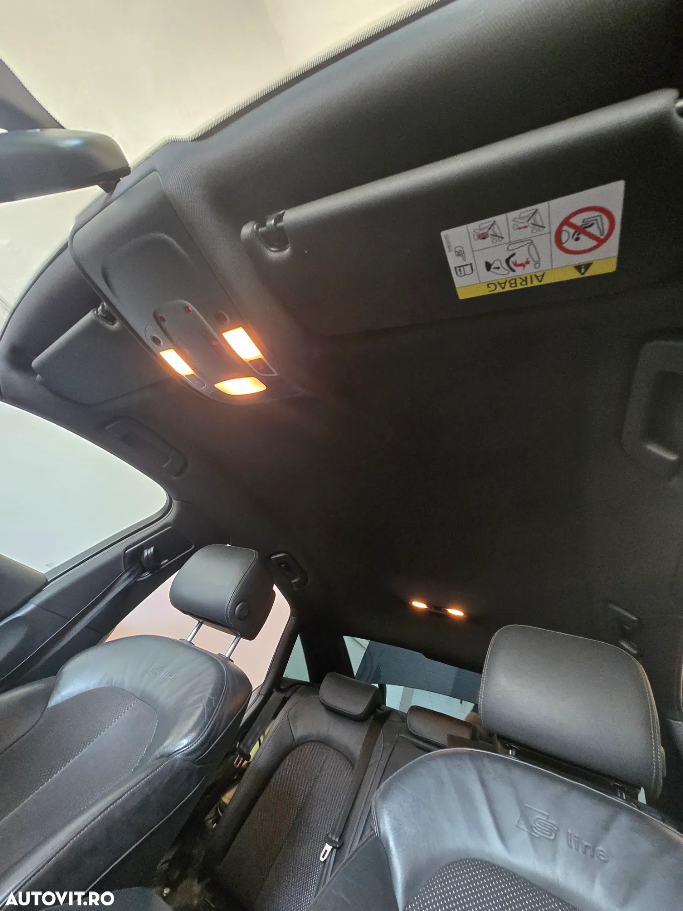 Plafon S Line Negru Complet Audi A6 C7 4G Berlina Fara Trapa Cu Stalpi Parasolare Plafoniera Manere - 2