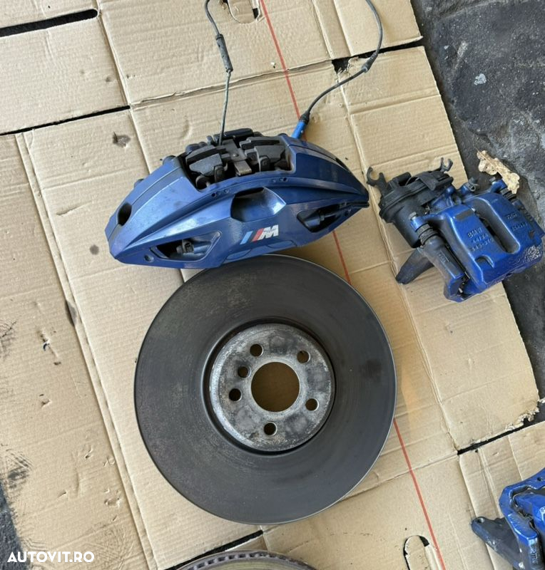 set kit frâne față M performance bmw G11 G12 G30 G31 375MM seria 7 seria 5 fuzete port fuzete față rulment  frâne sport 375 mm albastre de fabrică - 2