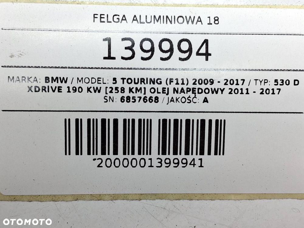FELGA ALUMINIOWA 18 BMW 5 F10 F11 6857668 8JX18EH2+ IS30 5X120 ET30 - 10