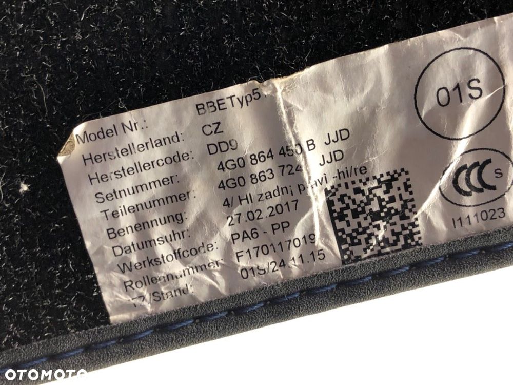 DYWANIK KOMPLET  AUDI A6 C7 Avant (4G5, 4GD) 2011 - 2018 RS6 performance quattro 445 kW [605 KM] - 5