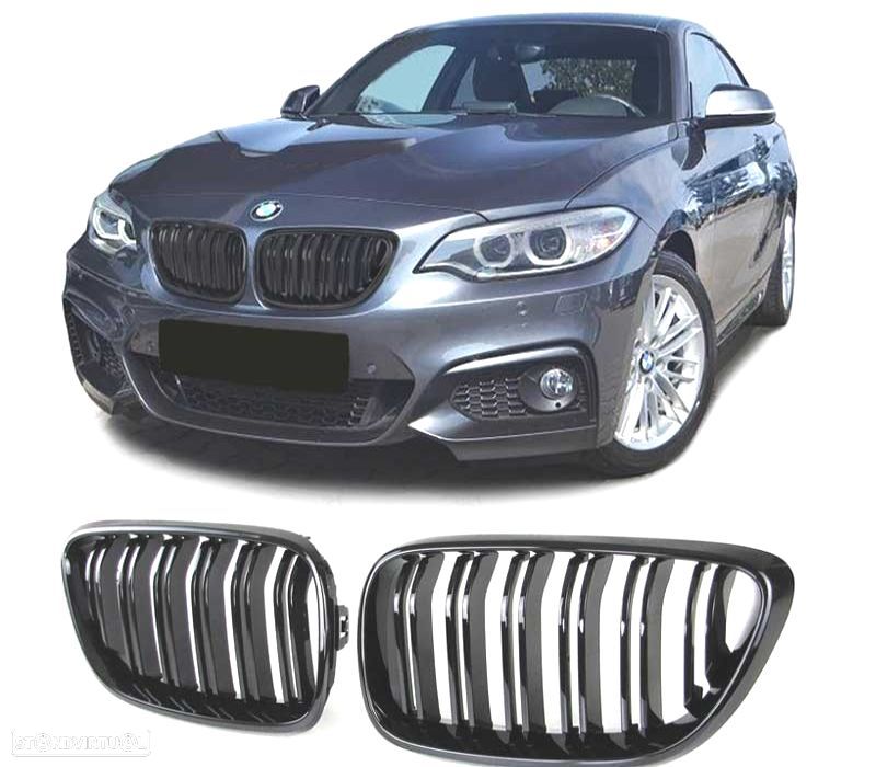 GRELHA FRONTAL BMW F22 F23 LOOK M2 PRETO BRILHANTE - 1
