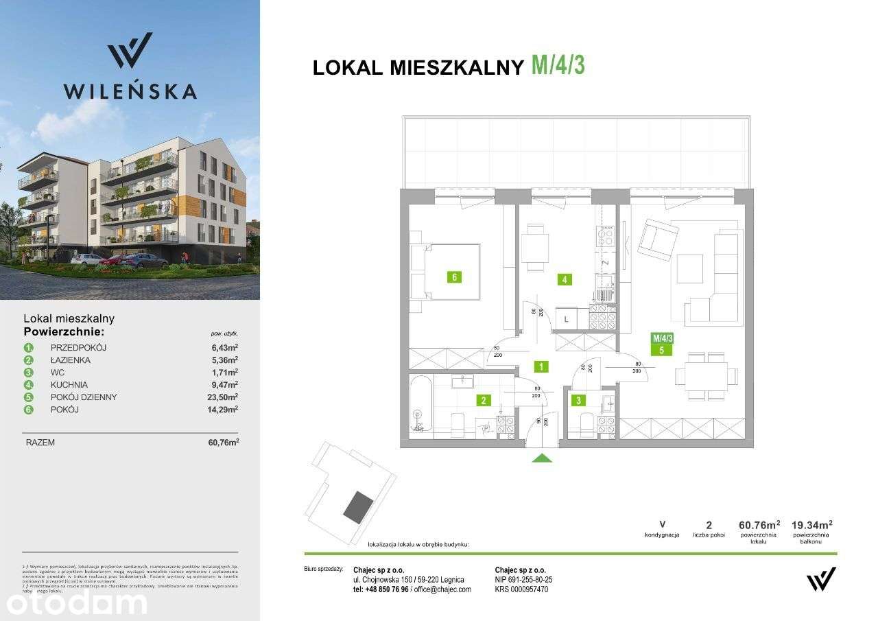 2-pokojowe mieszkanie | 60 m2 | Balkon - Pełny obrazek: 2/26