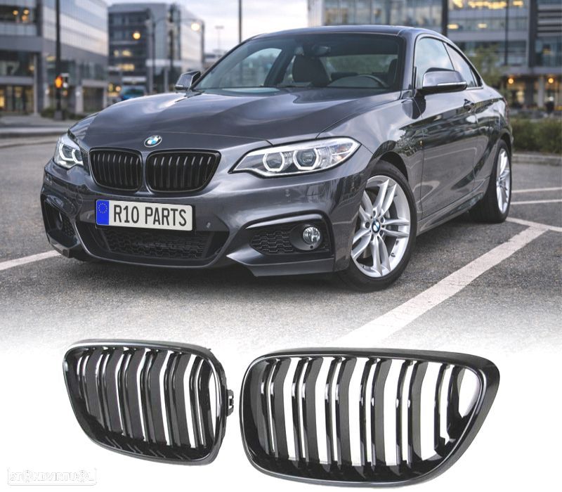 GRELHA FRONTAL BMW F22 F23 LOOK M2 PRETO BRILHANTE - 1