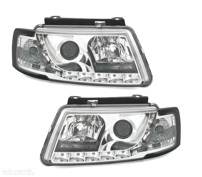 FARÓIS FRENTE LUZ DIURNA PARA VOLKSWAGEN VW PASSAT 3B FUNDO CROMADO - 1
