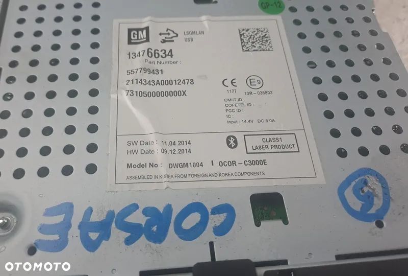 OPEL CORSA E 15r RADIO CD 13476634 - 2