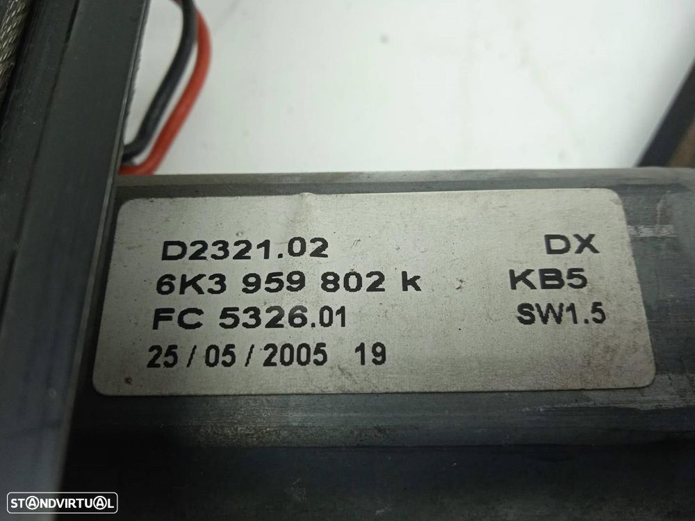 ELEVADOR DE VIDRO FRONTAL DIREITO SEAT IBIZA II 2001 -6K3959802K - 1