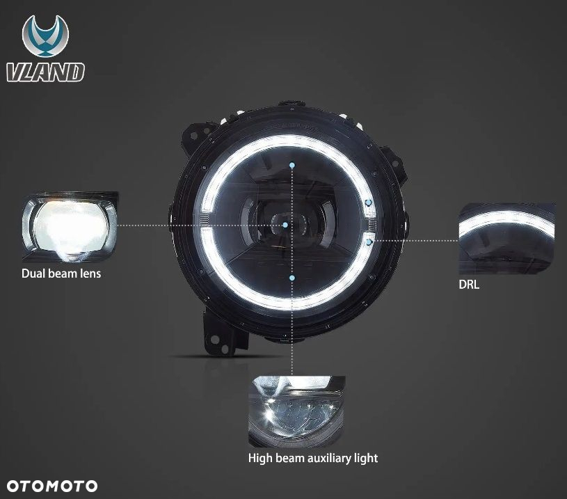 Reflektor Lampa kpl Vland Full Led Tuning Jeep Wrangler JL 4 IV Gladiator - 6