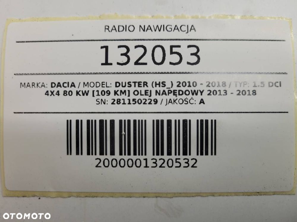 RADIO NAWIGACJA DACIA DUSTER I LIFT 281150229 ORYGINAŁ - 9