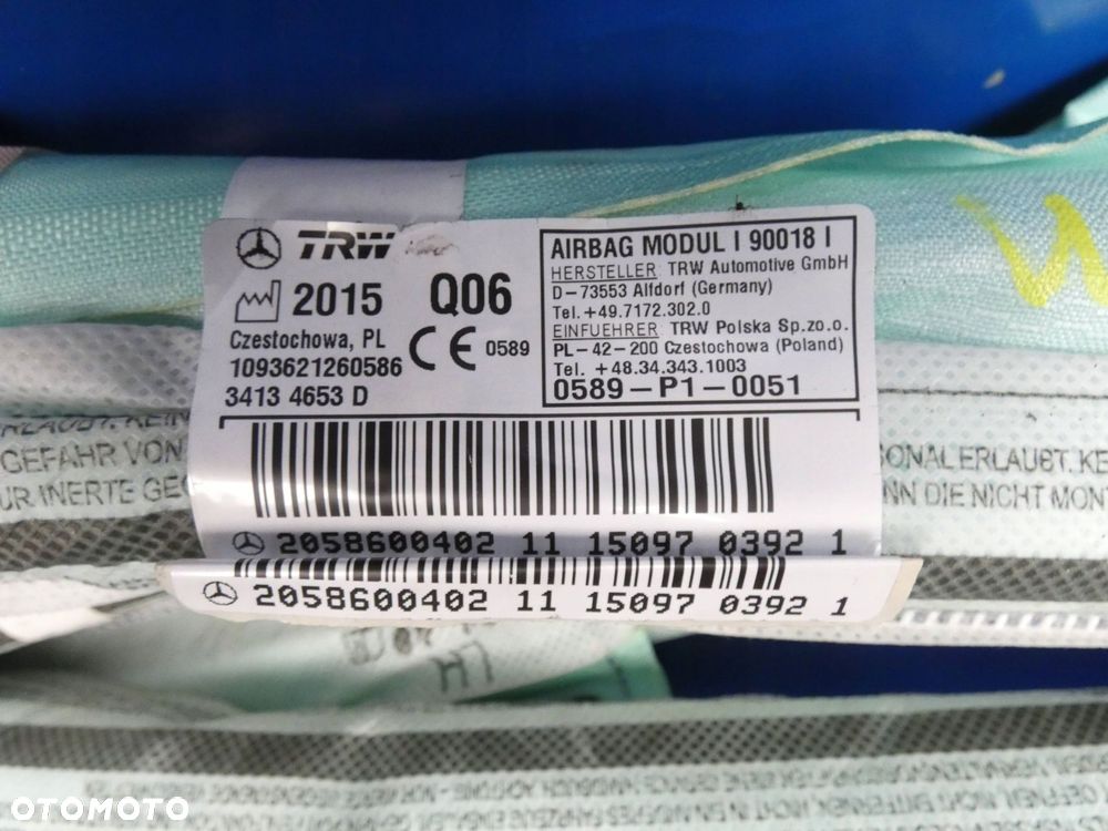 MERCEDES C KLASA W205 KURTYNA POWIETRZNA LEWA AIR BAG ORYGINALNA - 2