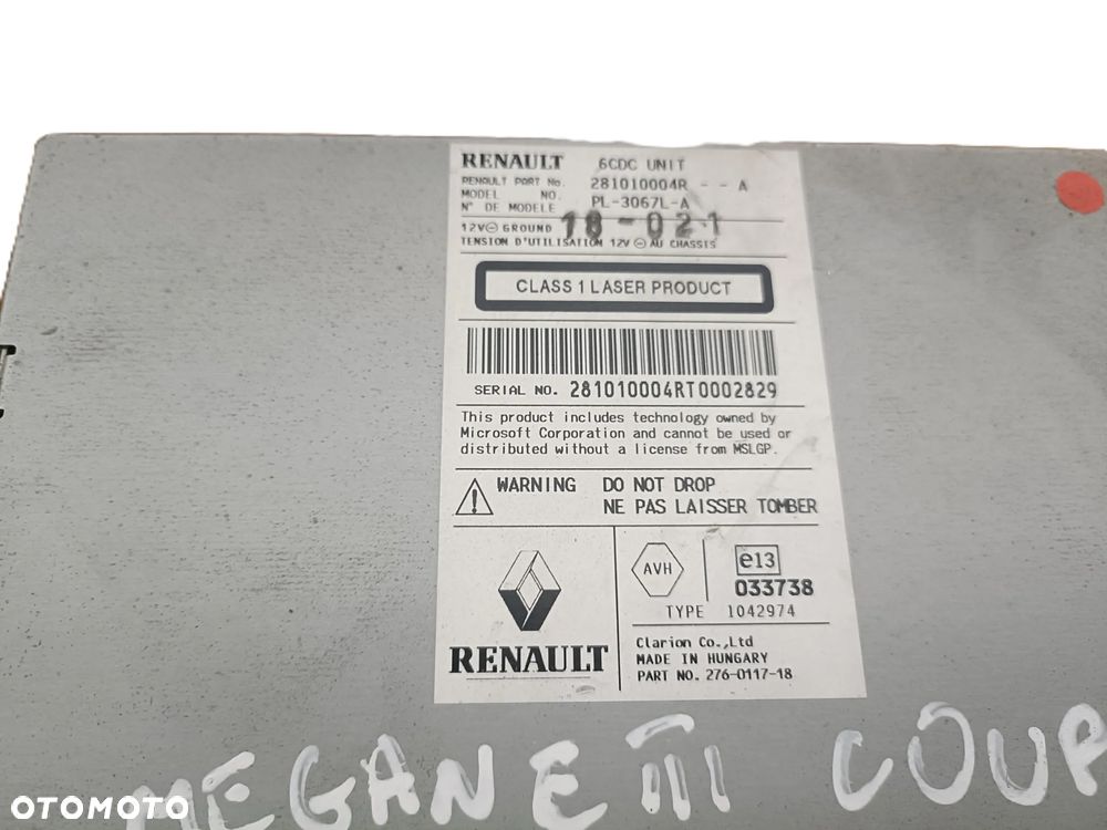 RENAULT MEGANE III COUPE 08-12 2009 r. RADIO RADIOODTWARZACZ RADIOODBIORNIK 281010004R * - 4
