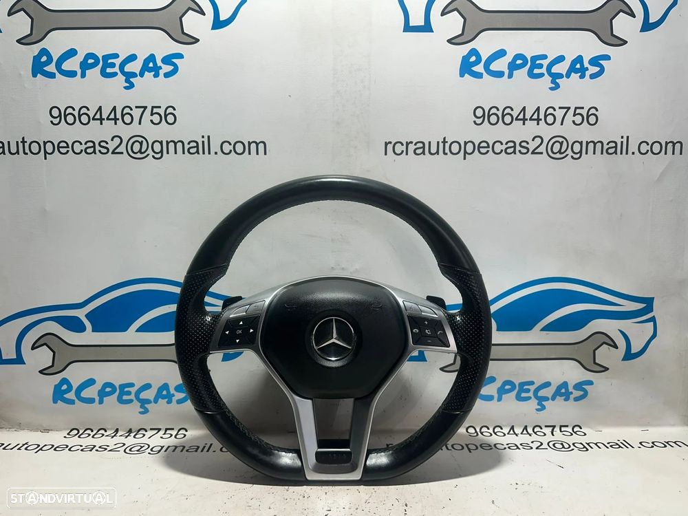 .Volante Guiador Pele Pele Perfurada Multifunções Comandos Patilhas Original AMG Mercedes Benz Flat Bottom W212 W204 C207 R172 - 1